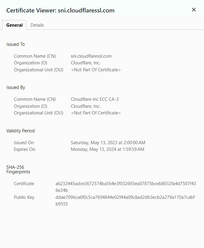 Availability of additional information in the “Certificate is valid” tab