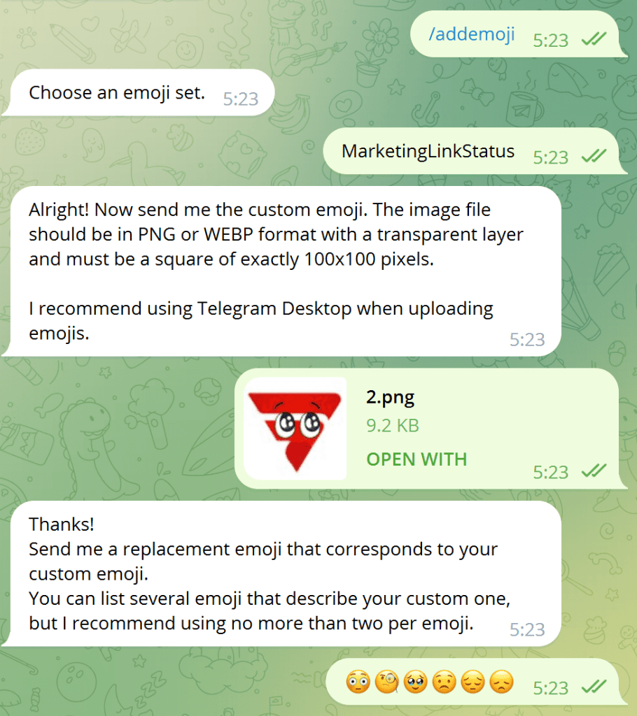 как в Телеграмме создаются персональные эмодзи