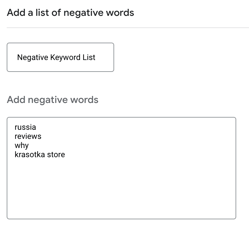 Negative keywords in Google search useful tips