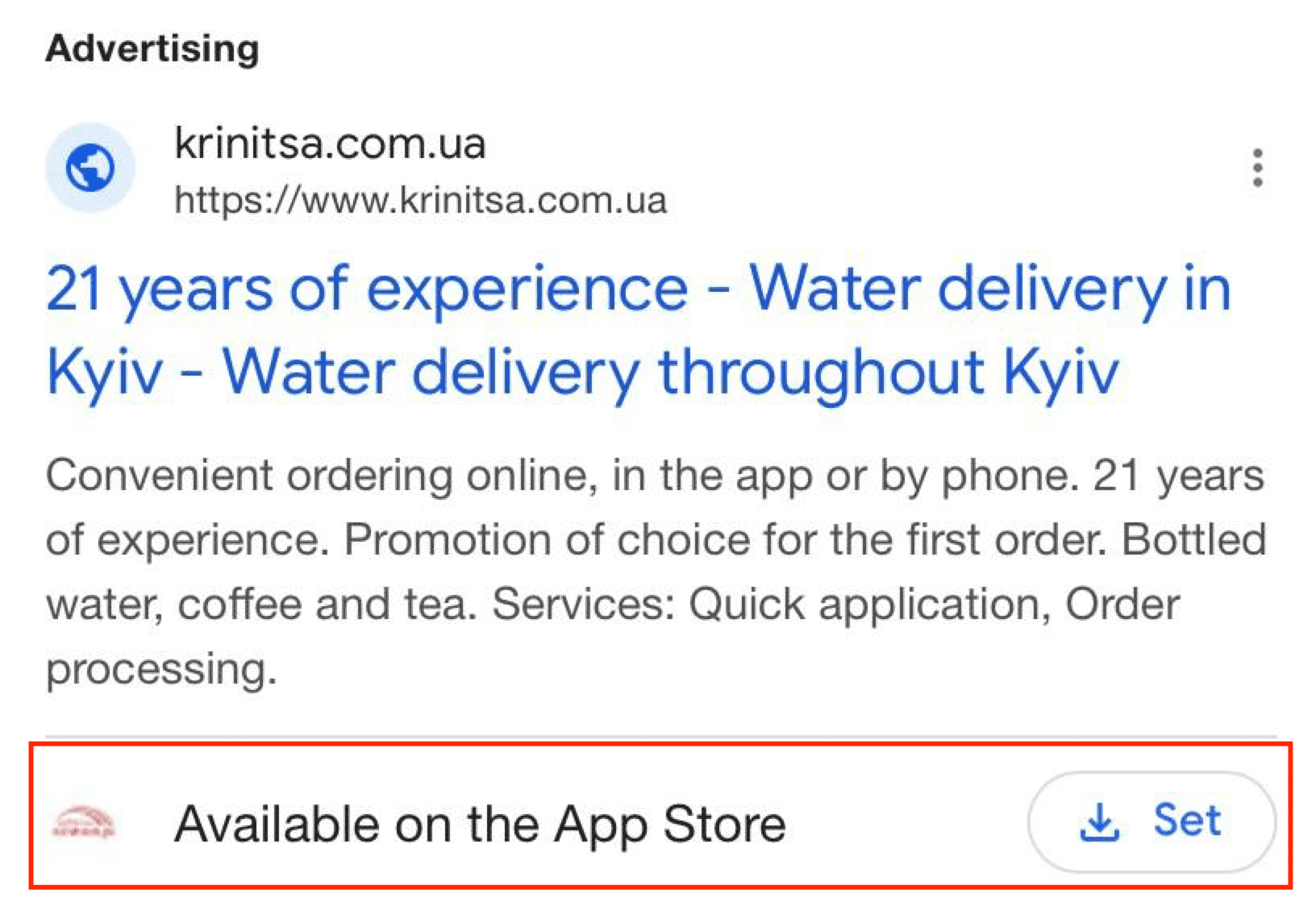 Manual extensions in search ads Links to apps