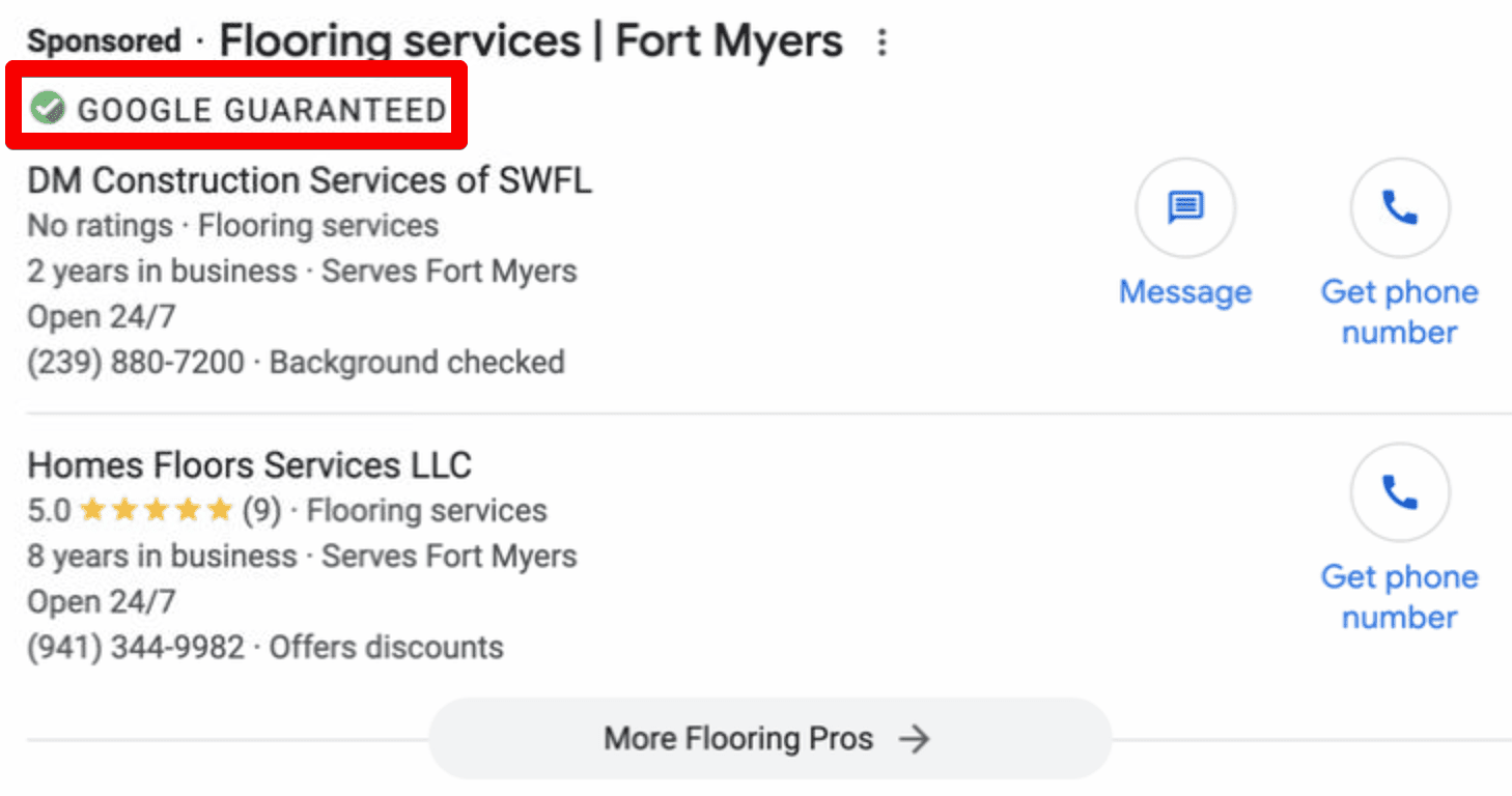 Google Guaranteed bage