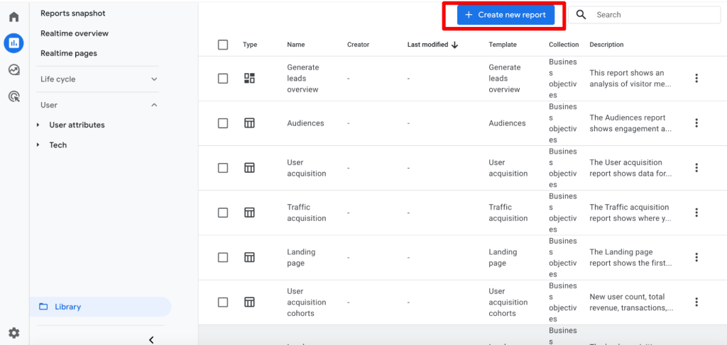 creating a report from scratch