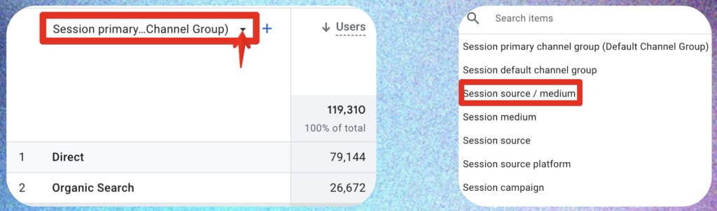 Select the Session Source/Channel parameter.