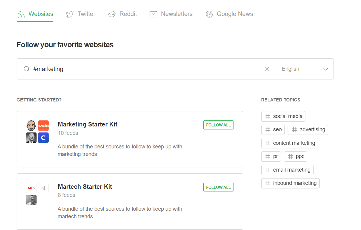 Інструменти для створення контент-плану Feedly