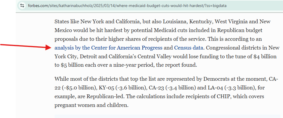 Example of an anchor link in an article