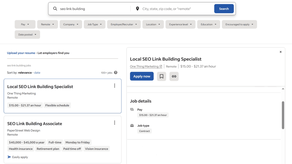 Jobs for link builders in the USA