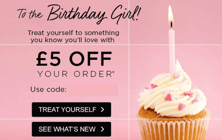 £5 off your birthday with coupon code