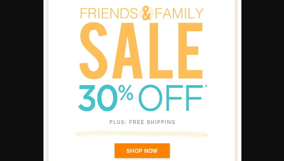Friends and Family Sale—30% off and free shipping
