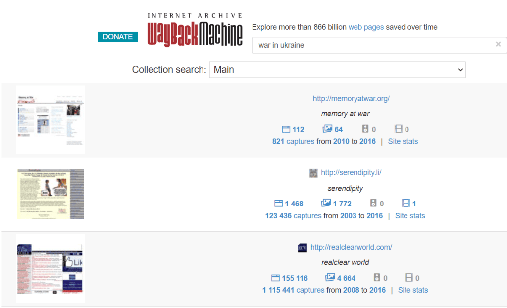 Выдача страниц сохраненных сайтов на определенную тематику