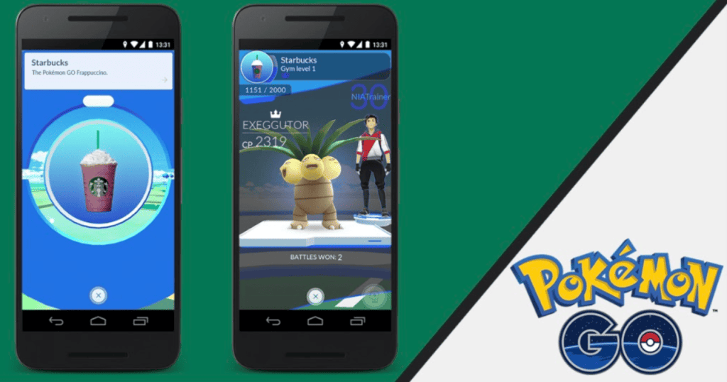 Реклама фирменного напитка Pokémon Go Frappuccino в игре Pokémon GO