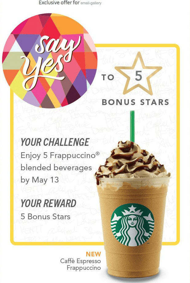 Фрапучино Starbucks с условиями для получения бонусов