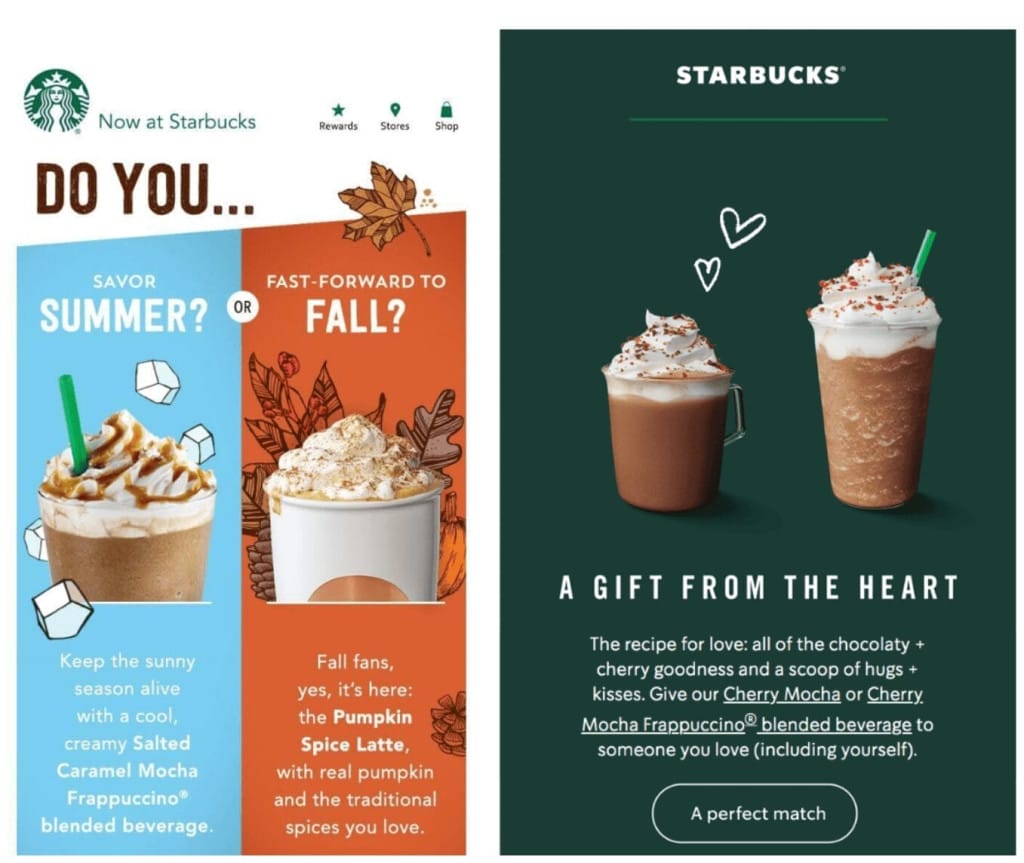 Сравнение продукции Starbucks