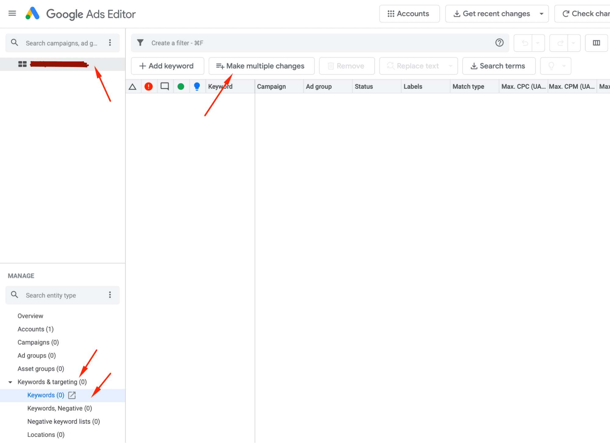Changes to your account