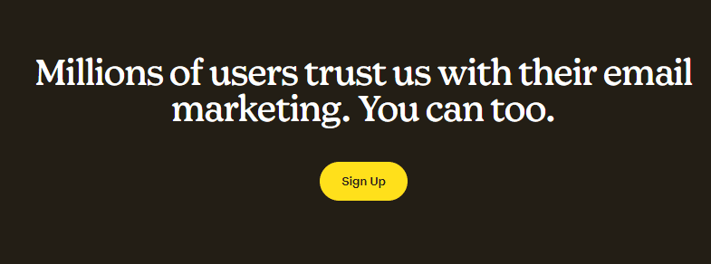 Call to action from MailChimpp