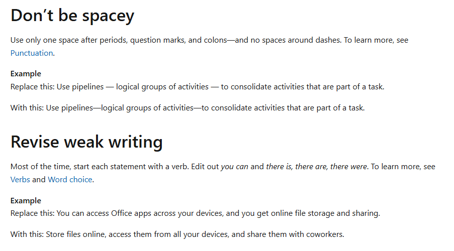 Detailed recommendations for a guide with tone of voice