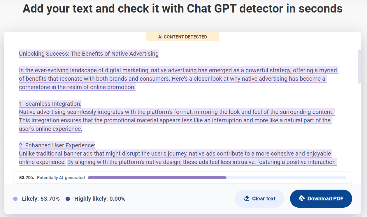 AI Plagiarism Checker для определения ШИ сгенерированного контента